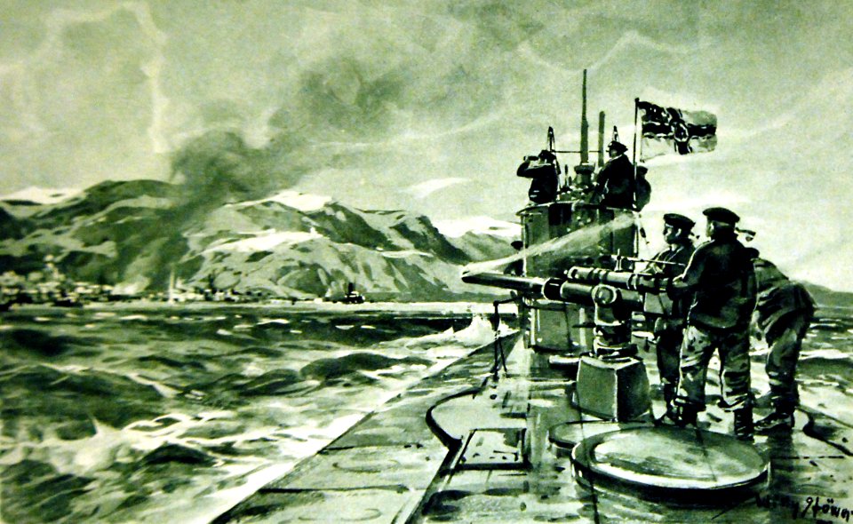 German U-Boat in the ice sea, postcard artwork by Willy Stower (33094647775)