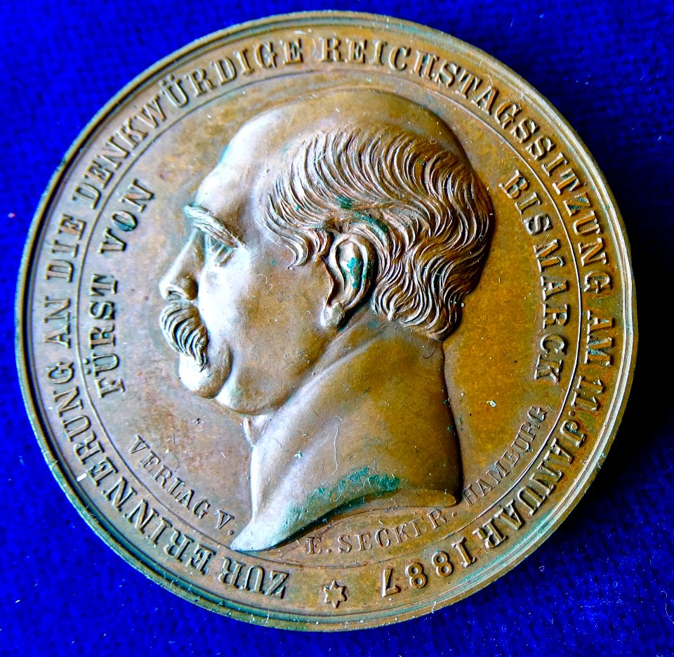 Germany 1887 Bismarck's Speech in the Berlin Parliament (Reichstag) Bronze Medal, obverse
