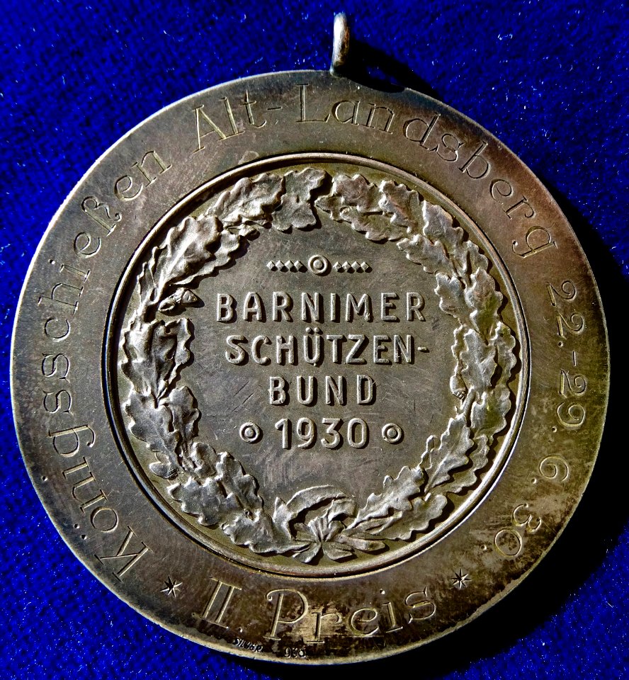 Germany, Oskar von Preussen 1930 Shooting Medal Barnim - Altlandsberg, reverse