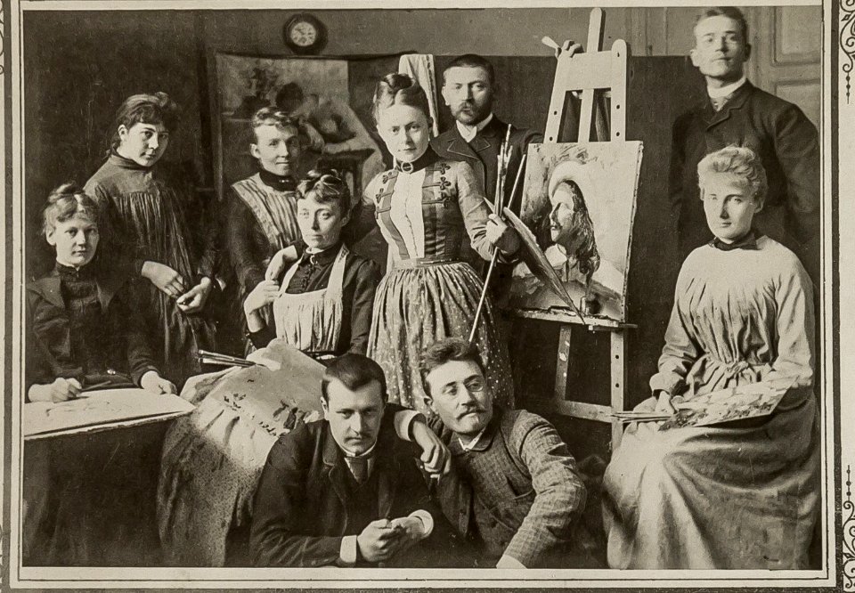 Elever i Axel Kulles målarskola 1889