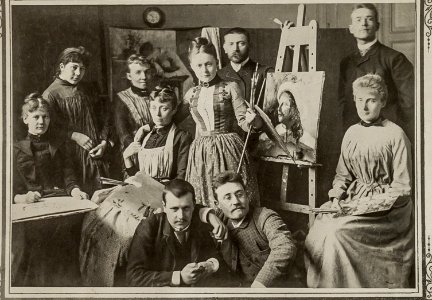 Elever i Axel Kulles målarskola 1889