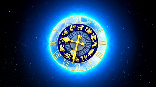 Starry sky clock moon photo