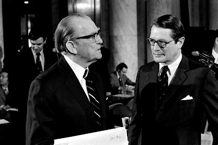 Elliot Richardson talks with John Stennis