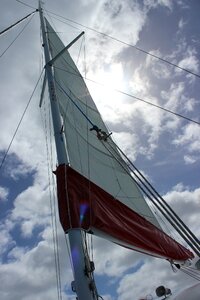 Sailing boat clouds mast photo