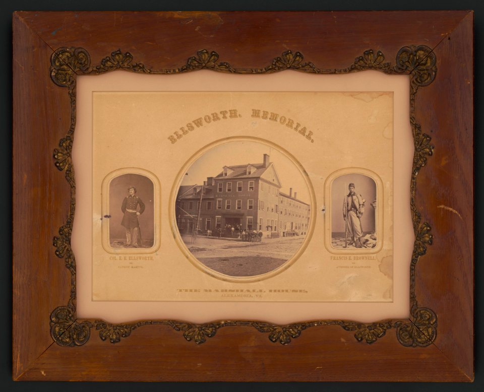 Ellsworth. Memorial Col. E.E. Ellsworth, the patriot martyr. The Marshall house, Alexandria, Va. Francis E. Brownell, the avenger of Ellsworth. LCCN2015645487
