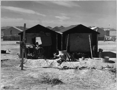 Eloy District, Pinal County, Arizona. Close-up of shelter in grower's camp for cotton pickers. This . . . - NARA - 522228