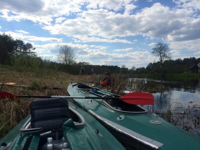 Blue canoeing coconut photo