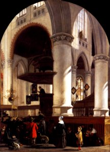 Emanuel de Witte - Interior of the Oude Kerk at Delft during a Sermon - WGA25811 photo