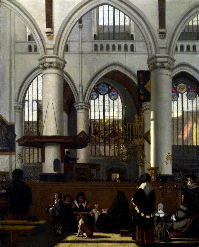 Emanuel de Witte - The Interior of the Oude Kerk, Amsterdam, during a Sermon - WGA25813