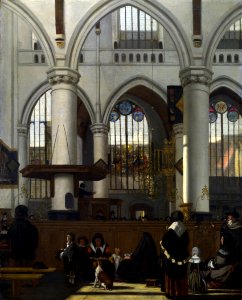 Emanuel de Witte - The Interior of the Oude Kerk, Amsterdam, during a Sermon - WGA25813 photo