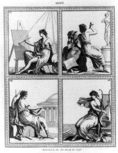 Emblematical female figures engaged in the arts of painting, sculpture, architecture, and music LCCN2002706039