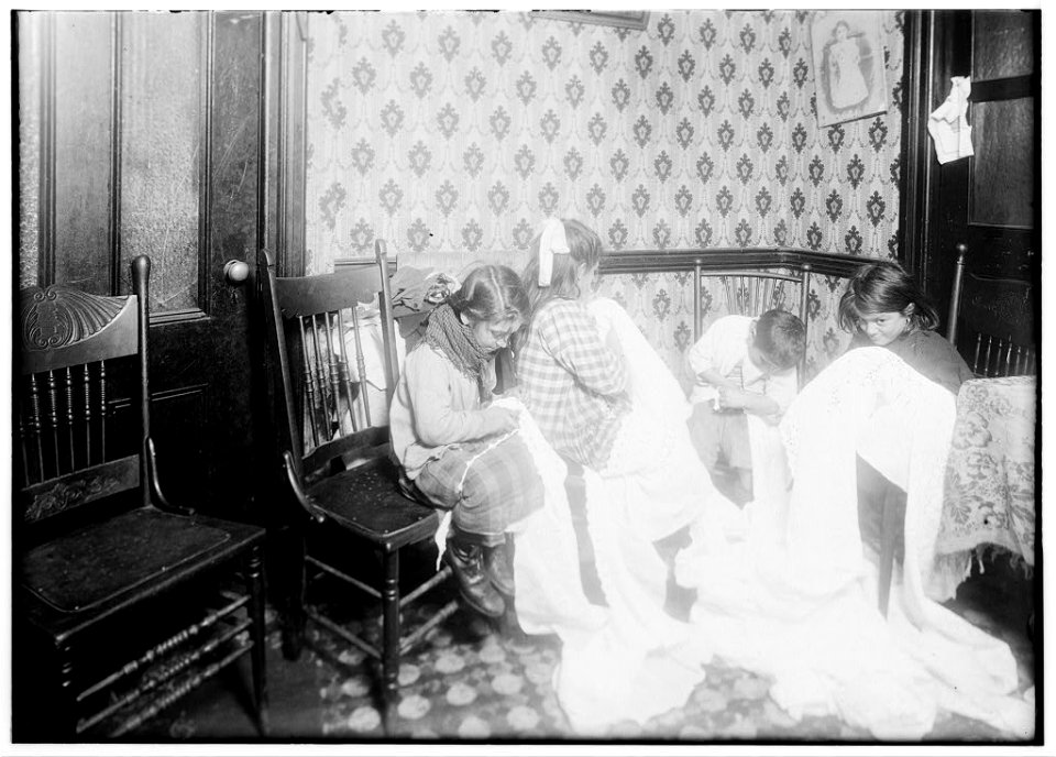 Embroidering chiffon waists in crowded bed-room, East Side. (For complete details Miss E. C. Watson's report.)) LOC nclc.05503