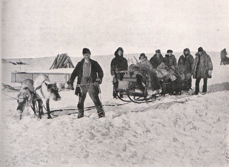 Emil Brass, Im Reiche der Pelze, Seite 177, Rentierschlitten mit Fellen beladen in Alaska