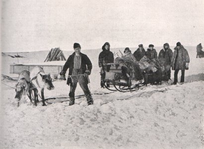 Emil Brass, Im Reiche der Pelze, Seite 177, Rentierschlitten mit Fellen beladen in Alaska
