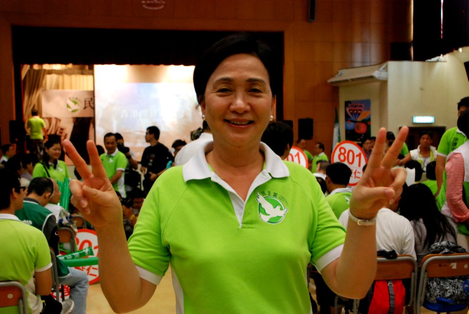 Emily Lau at Democratic Party's rally