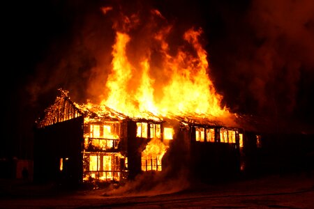 Fire burning house flame