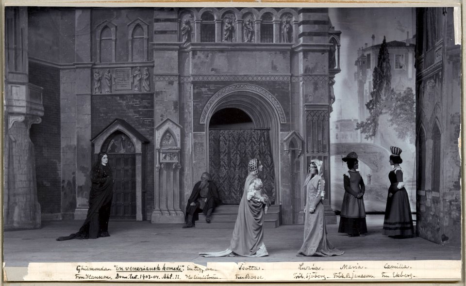 En veneziansk komedi, Dramatiska teatern 1904. Föreställningsbild - SMV - H15 004