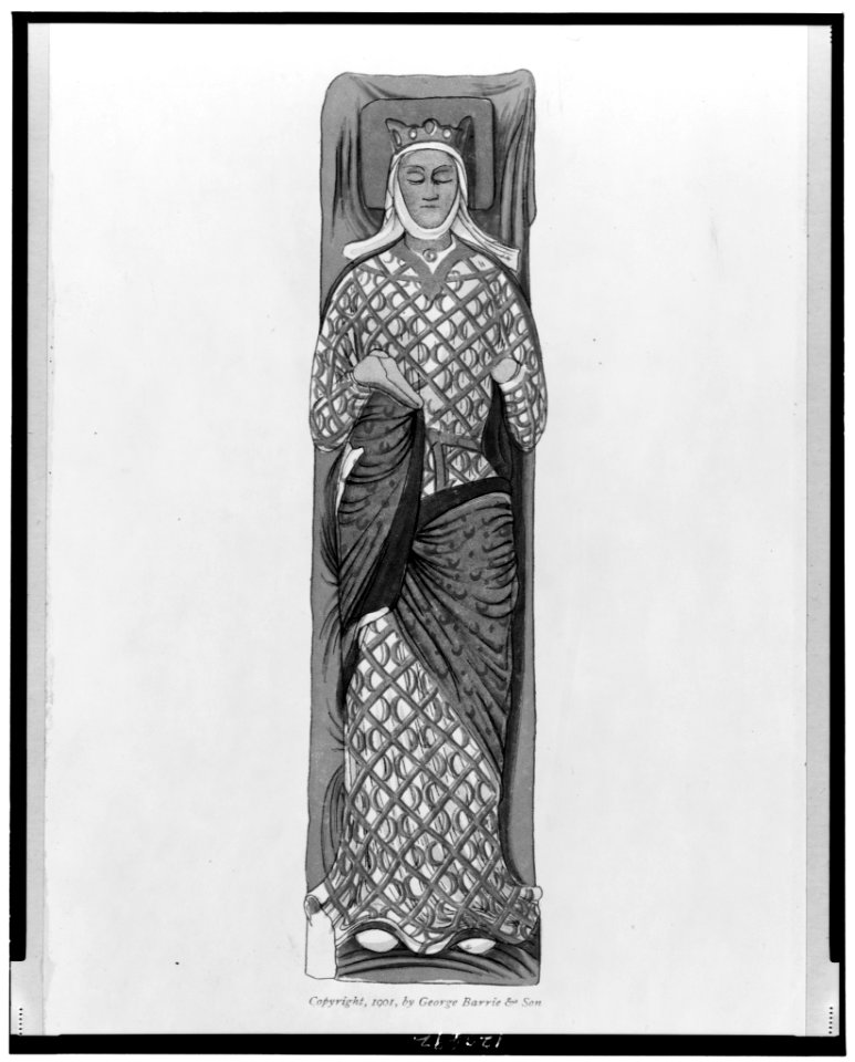 Enameled stone effigy of Eleanor of Aquitane from her tomb in the Abbey of Fontevrand, France LCCN98508792