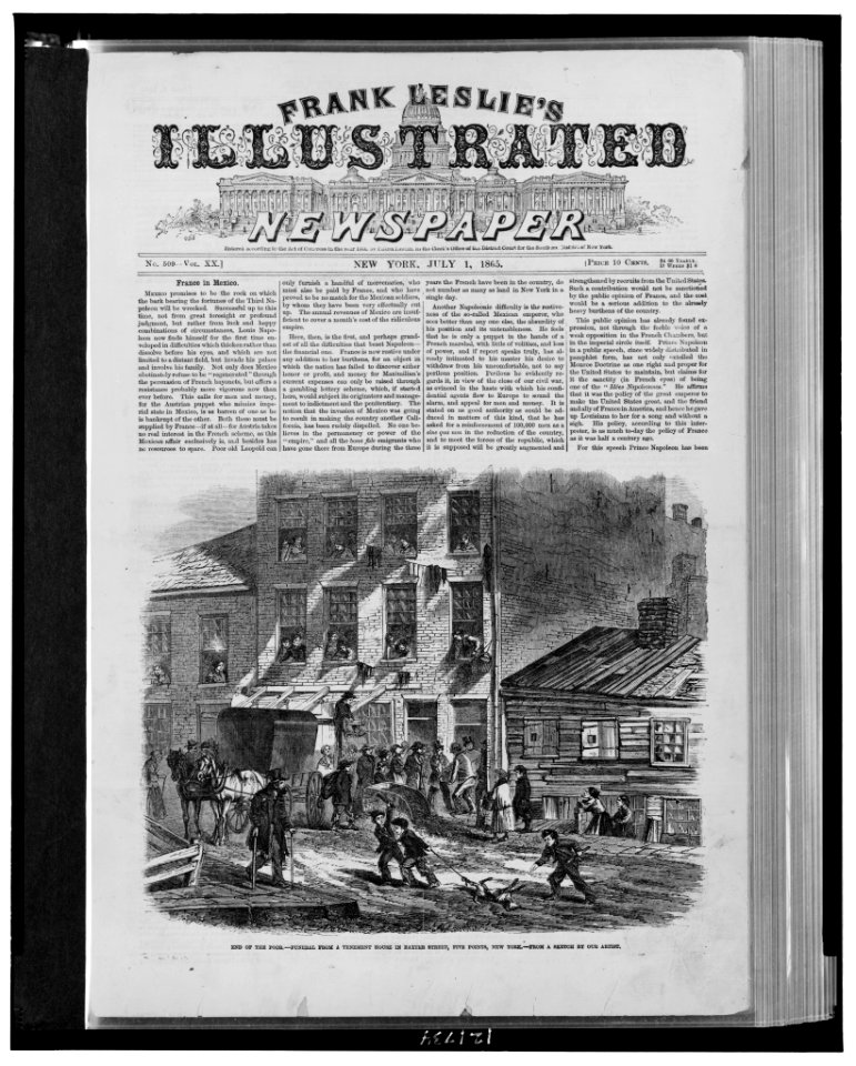 End of the poor Funeral from a tenement house in Baxter Street, Five Points, New York - - from a sketch by our artist. LCCN98513809