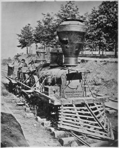 Engine Hero destroyed by Confederates in evacuating Atlanta, Ga. Engine used by Mitchell's men in attempt to burn... - NARA - 530395 photo