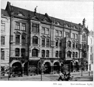 Geschäfts- und Wohnhausgruppe Graf-Adolf-Straße 83–87 in Düsseldorf, erbaut 1896 und 1898–1899, Architekt Heinrich Salzmann, Bauherr Aktiengesellschaft de Fries & Cie. (Werkzeugbau) photo