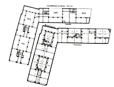 Geschäftshaus Hausvogteiplatz 12, Berlin, Architekten Alterthum & Zadek, Berlin, Tafel 84, Kick Jahrgang II, Grundriss