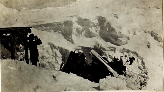Geschütz auf dem Formentonrücken bei Sadole 2163, im Feuer, in einer Schneebatterie. (BildID 15584858)