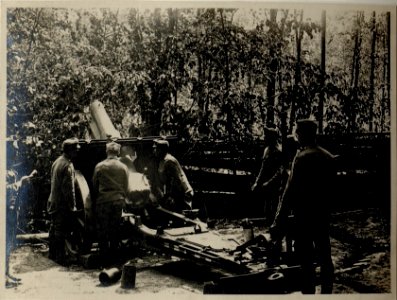 Geschützstand im Taslanwald, 15 cm Geschütz in Feuerstellung (BildID 15545245)