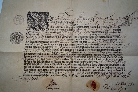 Gesellenbrief eines Kürschners, Schweinitz in Preußen 1770 (Ausschnitt)