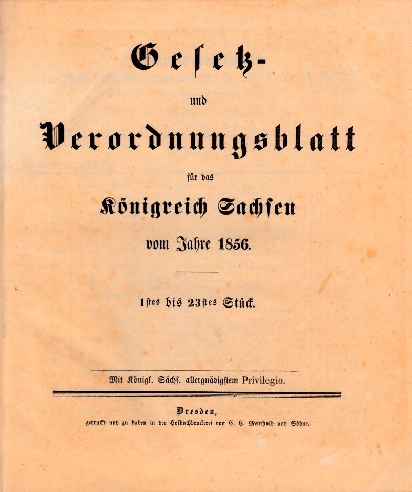 Gesetzblatt 1856, saxony