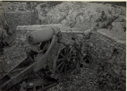 Gesprengtes Geschütz. Valona-Tal, Anfang Mai 1918. (BildID 15664747)