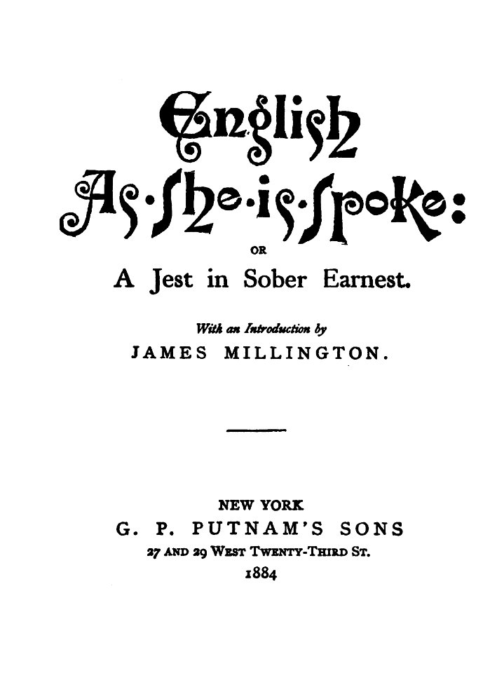 English as she is spoke Putnam title page