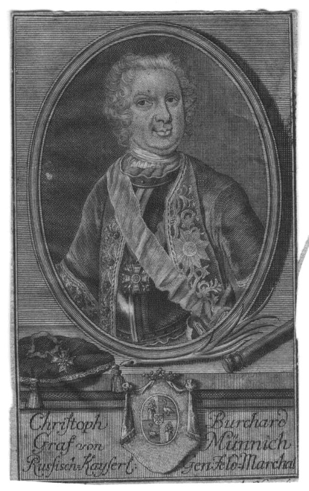 Engraved portrait of Munnich before 1757