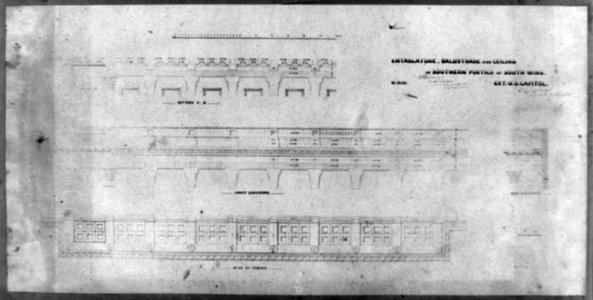 Entablature, balustrade, and ceiling of southern portico of south wing LCCN2002717717