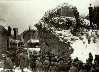 Enthüllung des Gedenksteines für Feldmarschallleutnant Karl Schneider Freiherr von Arno, Ansprache seiner Exzellenz Generall der Kavallerie Rohr (BildID 15462699)
