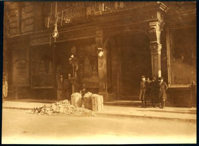 Entrance to licensed tenements, 170-172 Thompson Street, N.Y., where home-work flourishes. LOC cph.3b01105