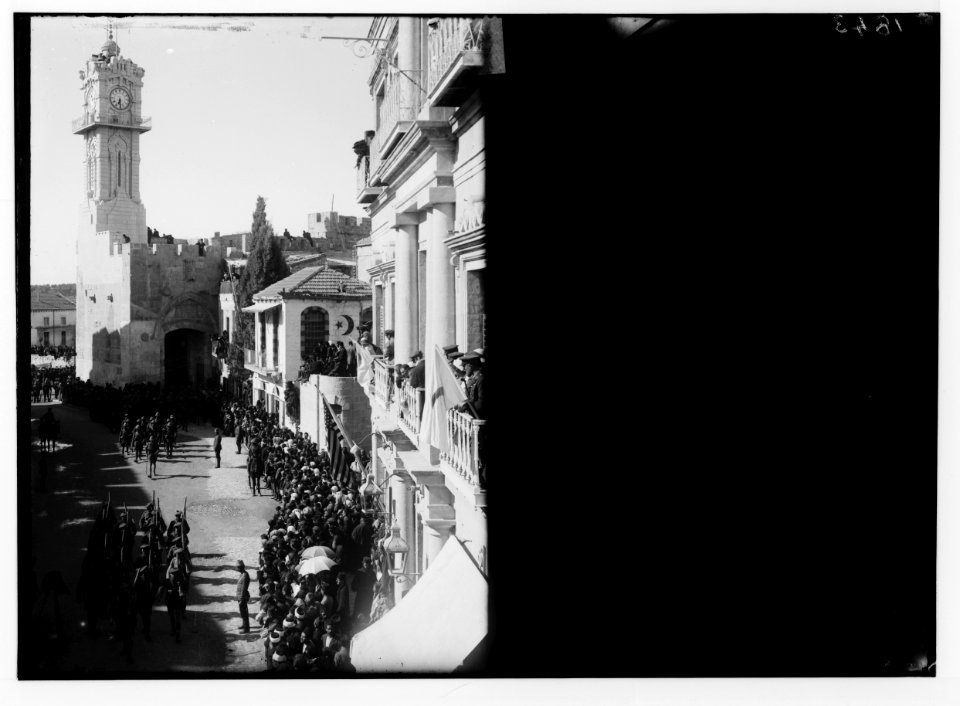 Entry of Field Marshall Allenby, Jerusalem, December 11th, 1917. British troops entering Jaffa Gate LOC matpc.02225