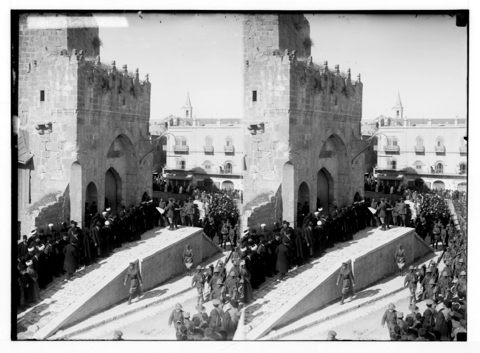 Entry of Field Marshall Allenby, Jerusalem, December 11th, 1917. Governor Borton Pasha, distributing proclamations LOC matpc.02227