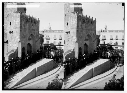 Entry of Field Marshall Allenby, Jerusalem, December 11th, 1917. Field Marshall Allenby and Borton Pasha at Citadel LOC matpc.02226