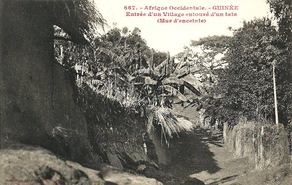 Entrée d'un village entouré d'un tata (Guinée)