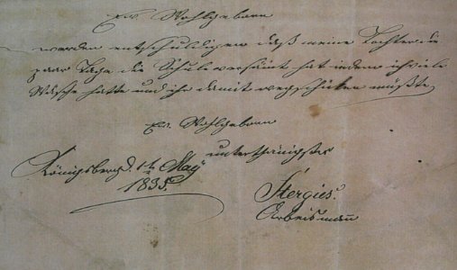 Entschuldigung 1835