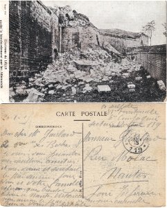 Environs de LILLE — après le bombardement par les Allemands. Courrier rédigé par un soldat de la Grande Guerre