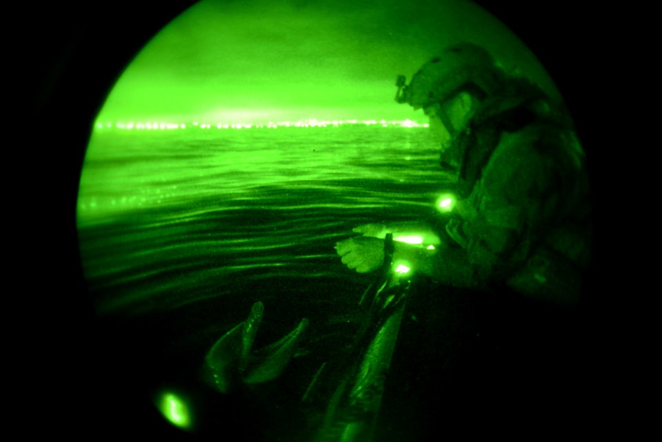 EODMU 1 conducts mine countermeasure training with a bottlenose dolphin 140719-N-FN215-327