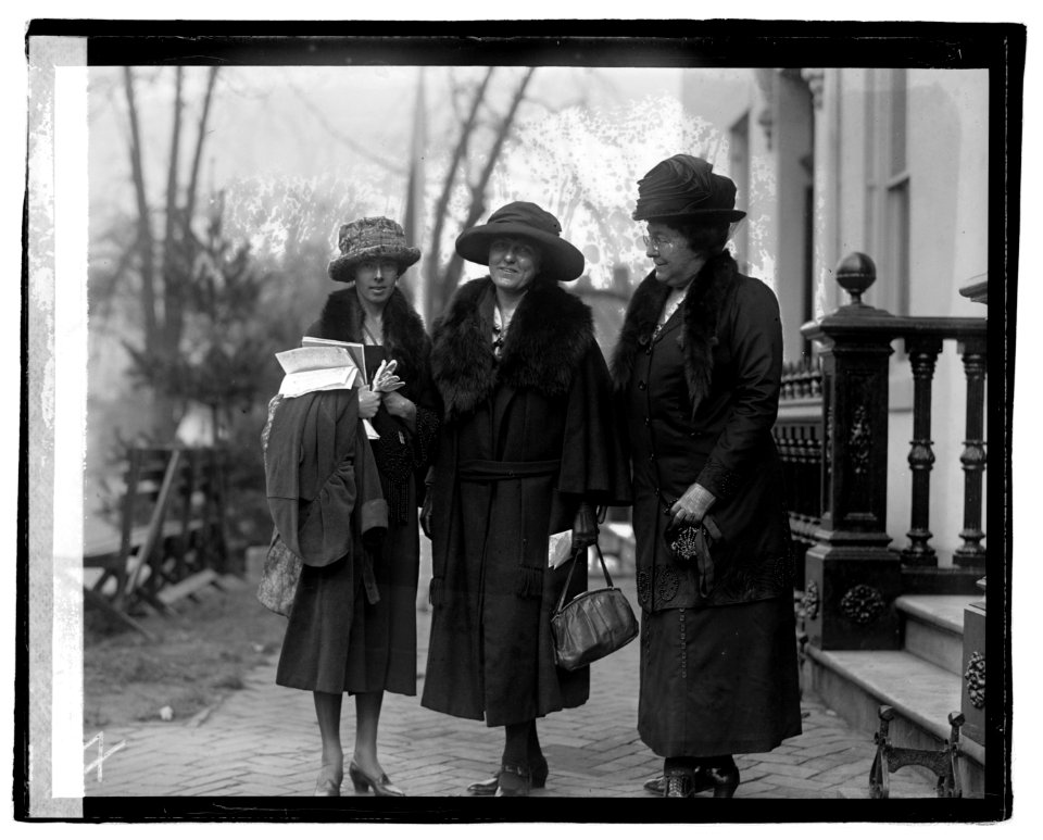 Equal rights conference at Woman's Party.) L to R- Katherine Morey, Brookline Mass., Mass. State Chairman, Woman's Party; Elsie Hill, Norwalk, Conn.; Mrs. Wm. H. Blauvelt, Syracuse, N.Y., LOC npcc.07328