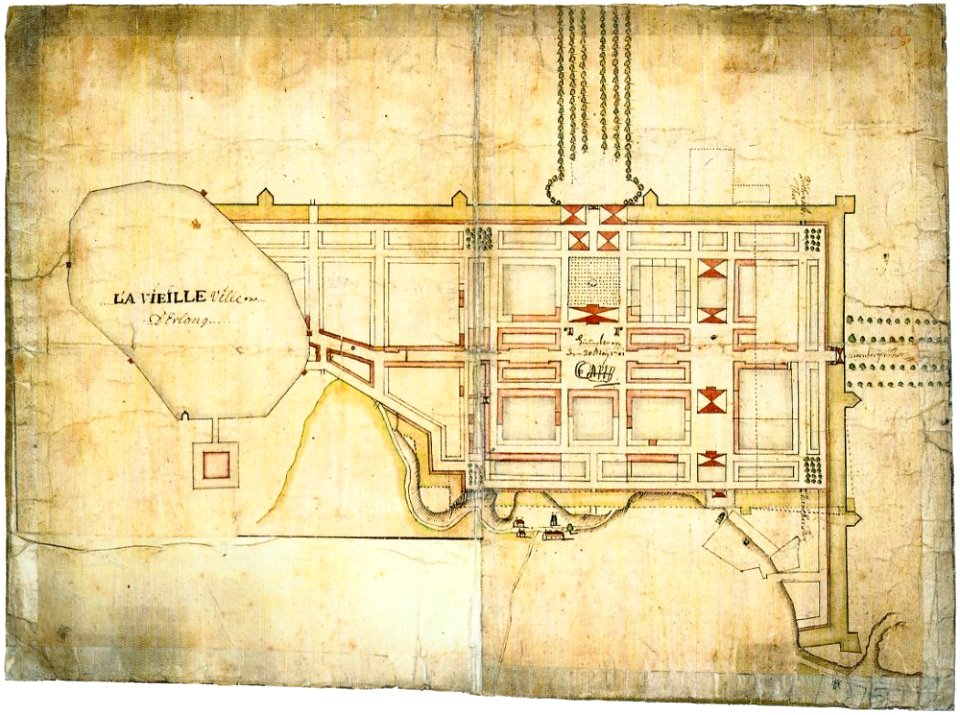 Erlangen Grundriss Alt- und Neustadt mit geplanter Festung 1701 001