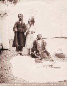 Ermakov. № 9960 Persia. Tegeran. Dervish, holding a huge snake in his arms 741 (1870s)