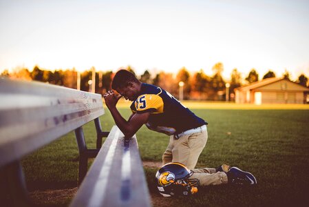 Praying bench helmet photo