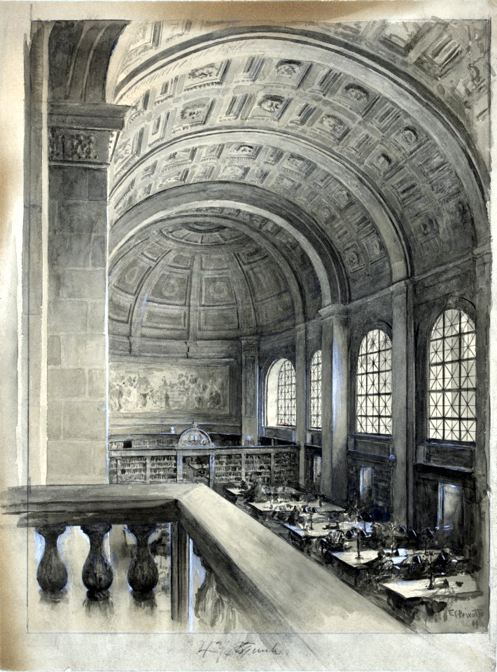 Ernest Peixotto, Reading room, Bates Hall, 1896