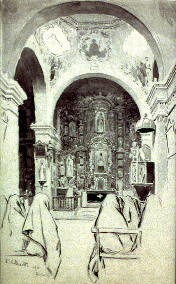 Ernest Peixotto, San Xavier del Bac, interior, 1915