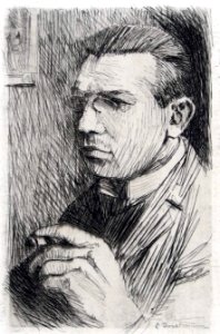 Ernst Isselmann (1885-1916), portrait, etching, Rees